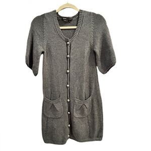BCBGMaxAzria Cardi Sweater Gray Cotton Lambswool Long Cardigan Women’s XS